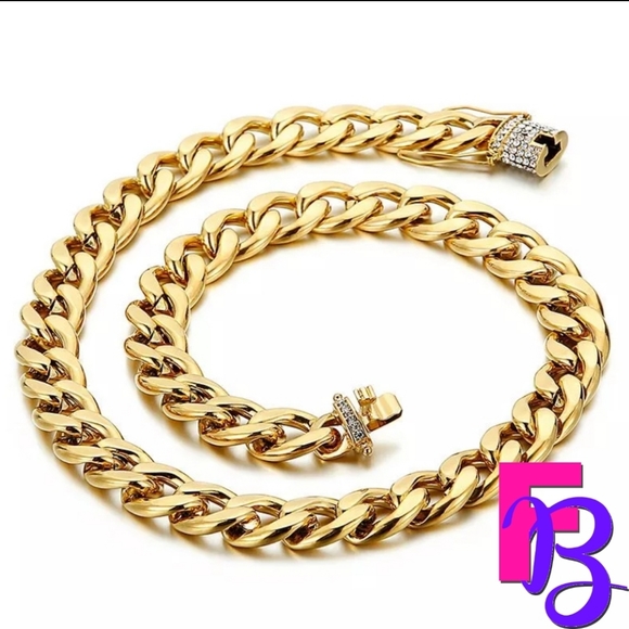 *NEW!* 2 Piece Set - 14MM 18K Cuban Chain & Bracelet - Picture 3 of 11